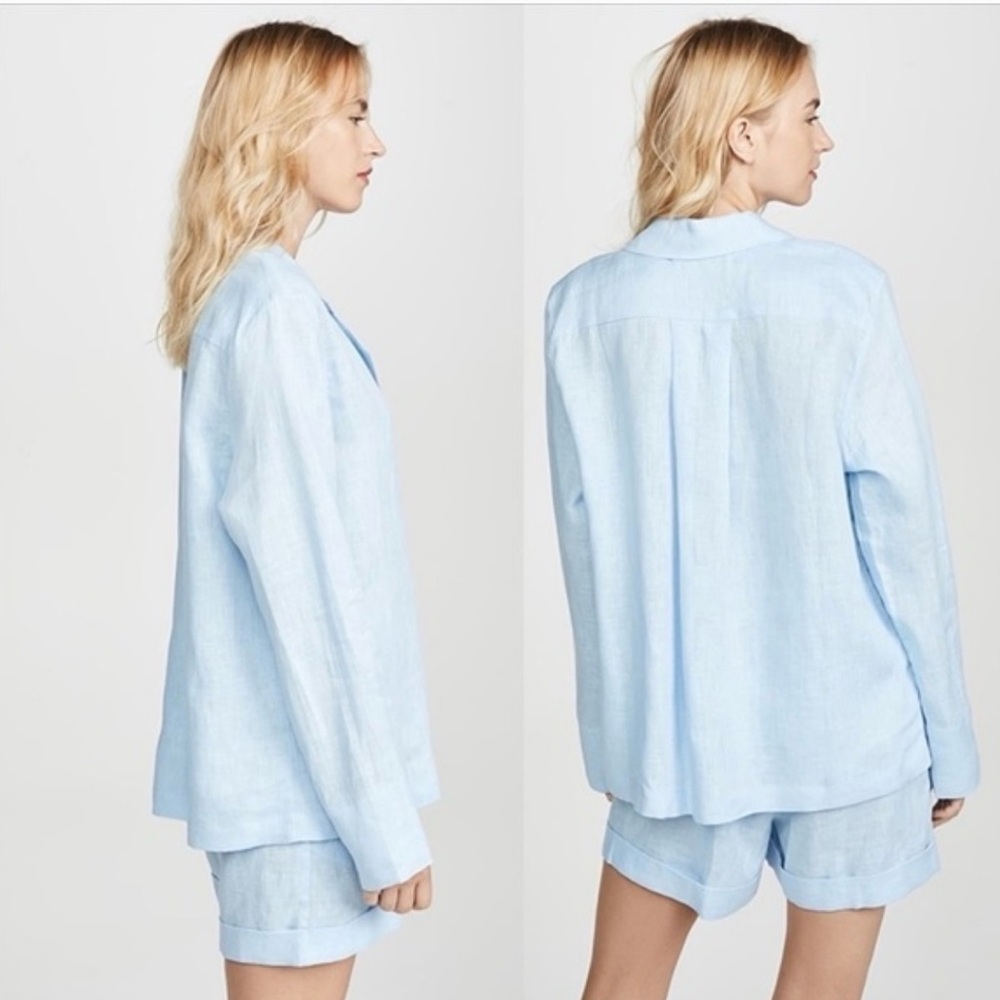 Light Blue Linen Sleeper Button Down
